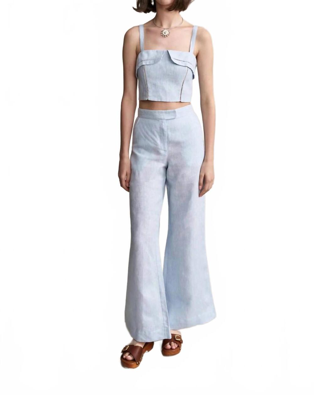 NEW HEVRON capri pants in sky melange